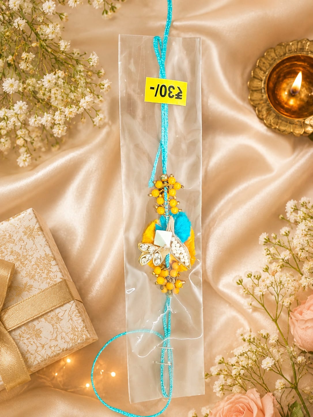 Premium Beaded Floral Rakhi