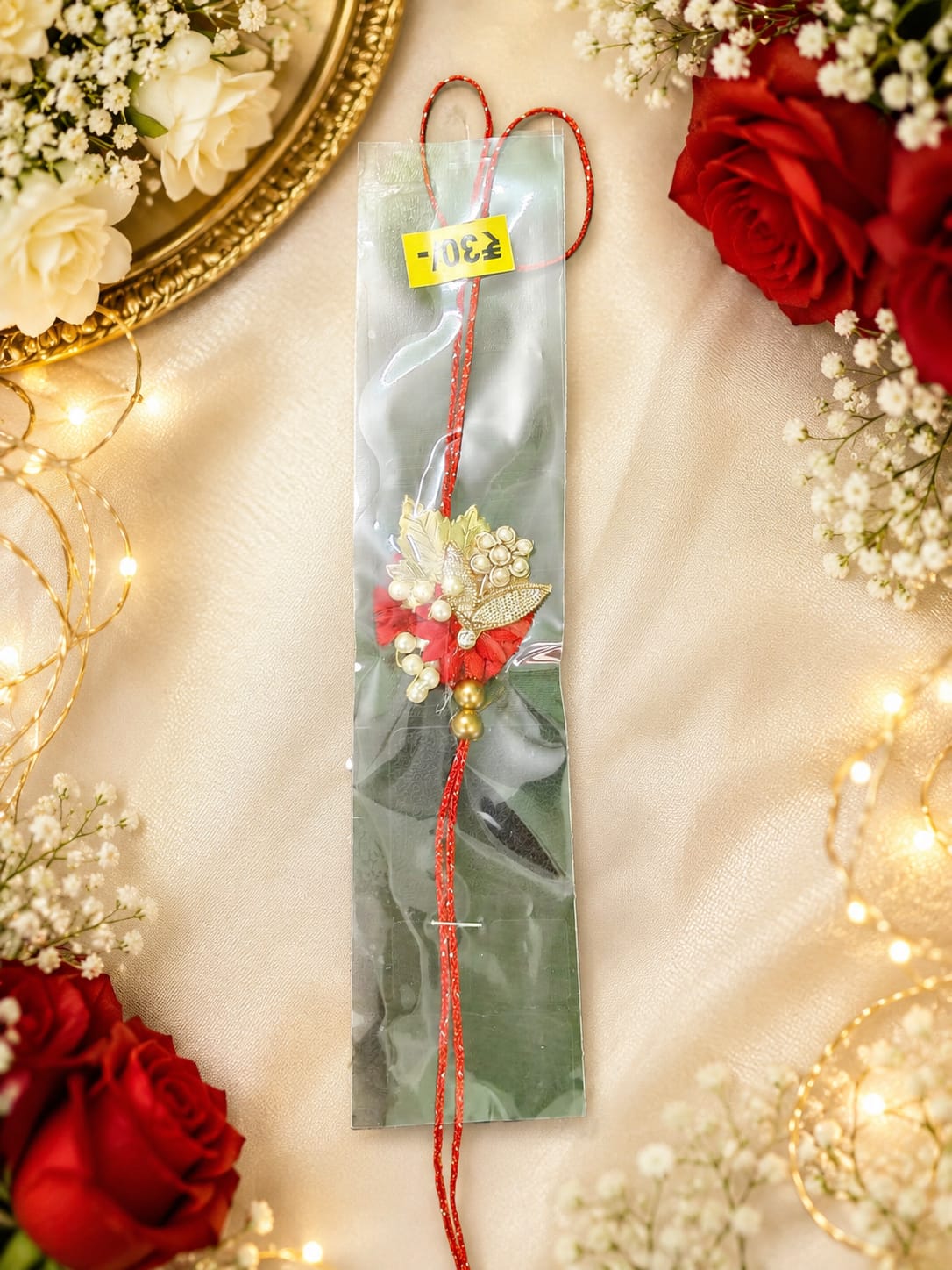Handcrafted Red Floral Designer Rakhi