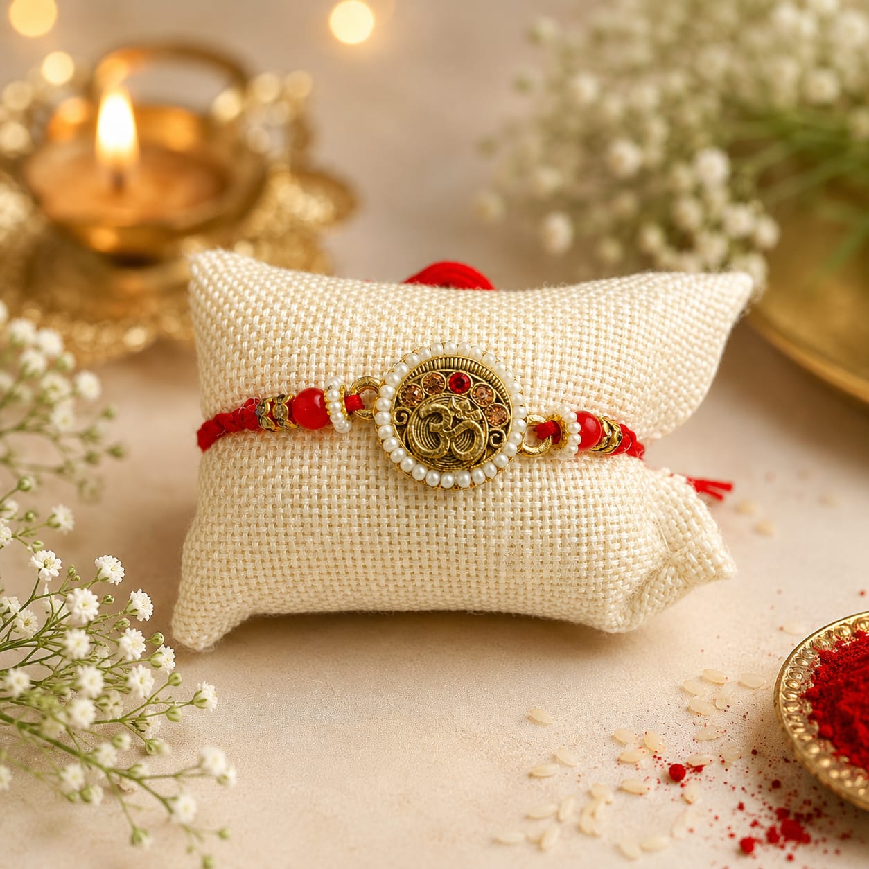 Divine Om Pearl Rakhi for Brother
