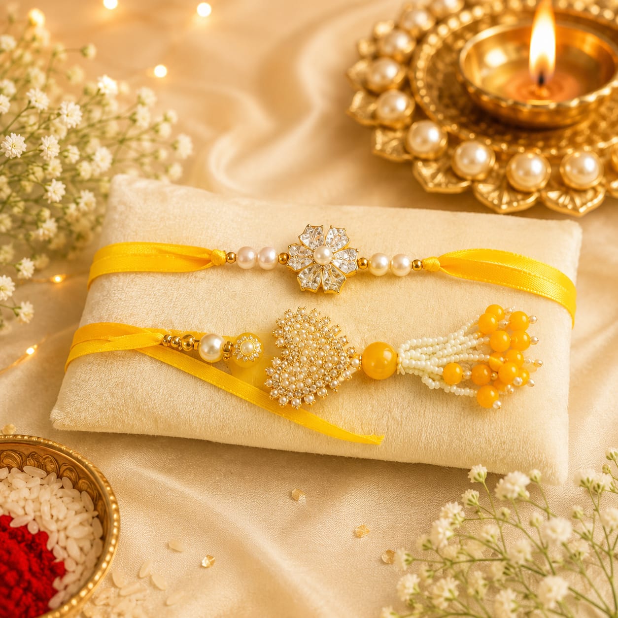 Royal Pearl Lumba Rakhi Set