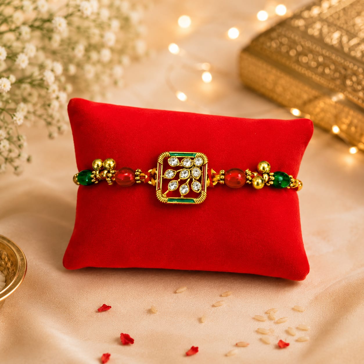 Royal Kundan Stone Designer Rakhi