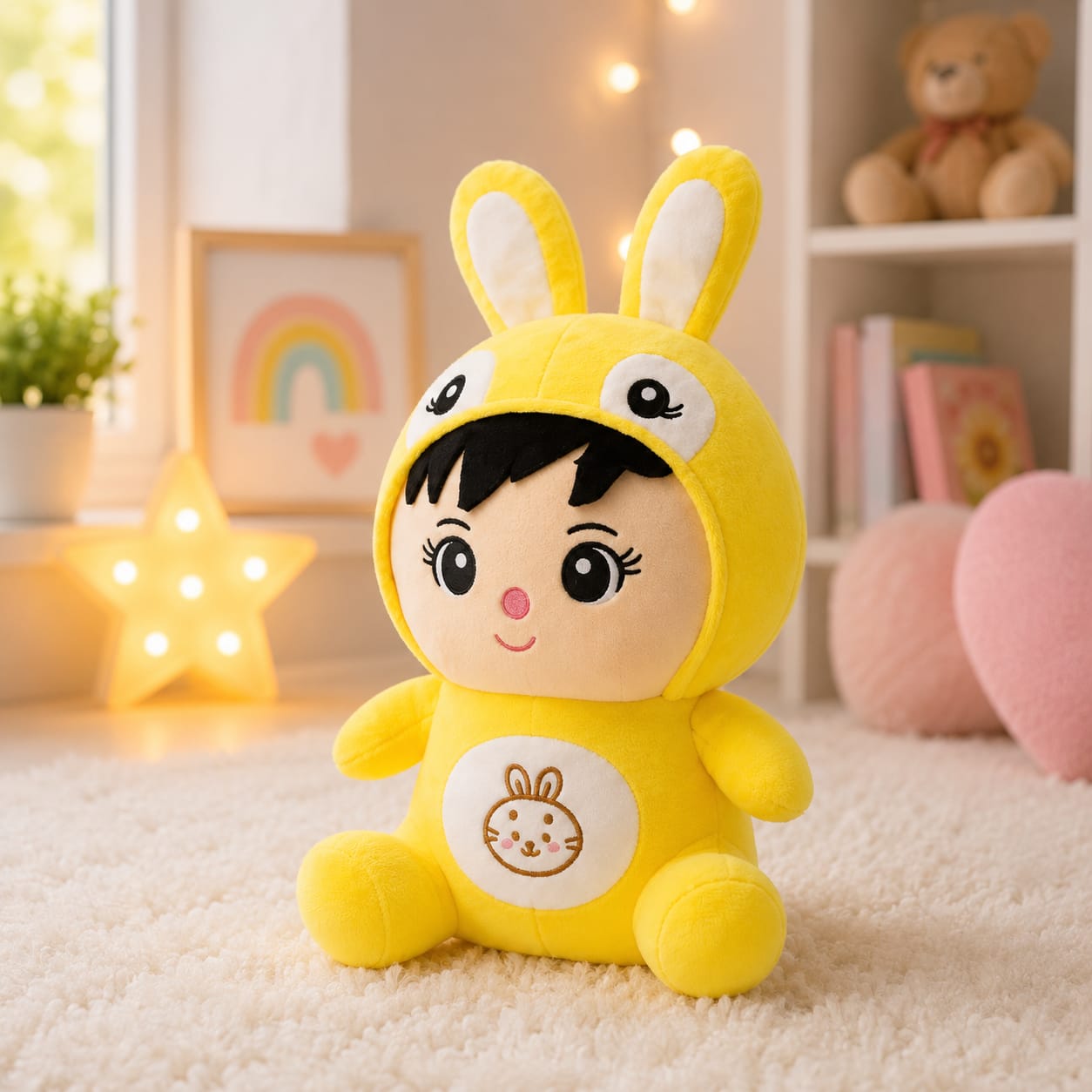2. Cute yellow bunny girl soft plush toy for kids