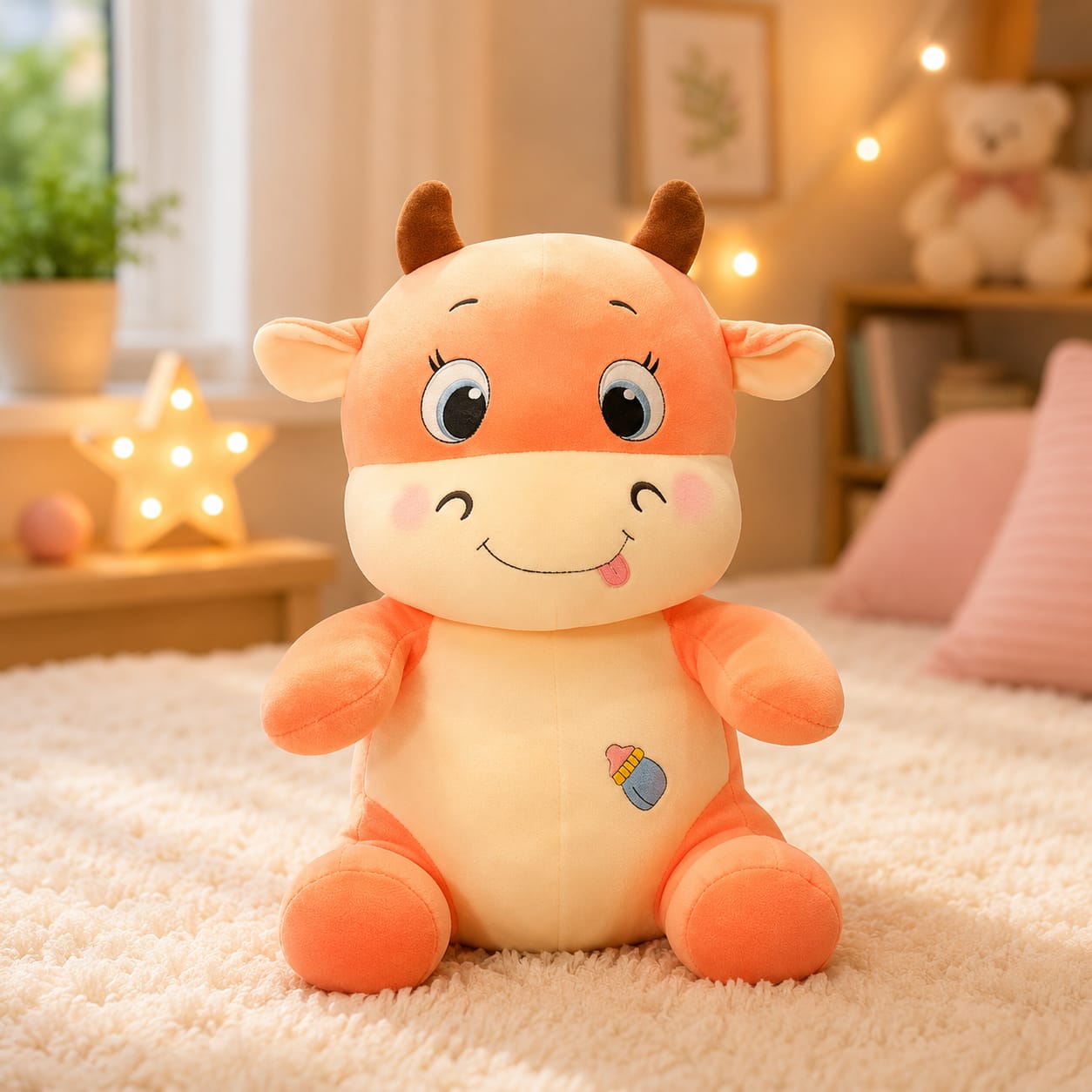 3. Cute Baby Cow Soft Plush Toy – Stuffed Animal Teddy for Kids & Babies