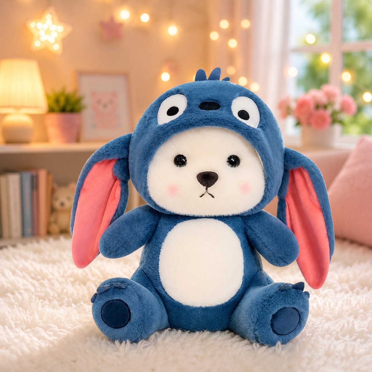 Blue Bunny Costume Teddy Bear Plush – Ultra Soft Cuddly Toy