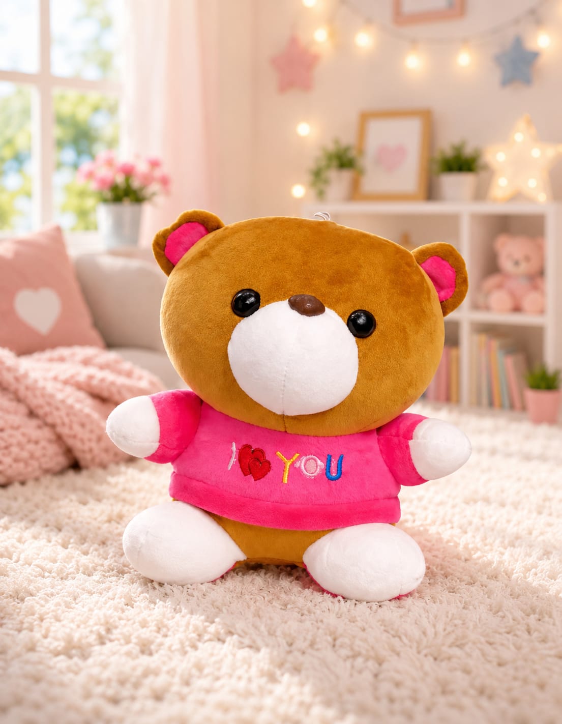 Premium Plush Teddy Bear Stuffed Toy – Pink Love Theme
