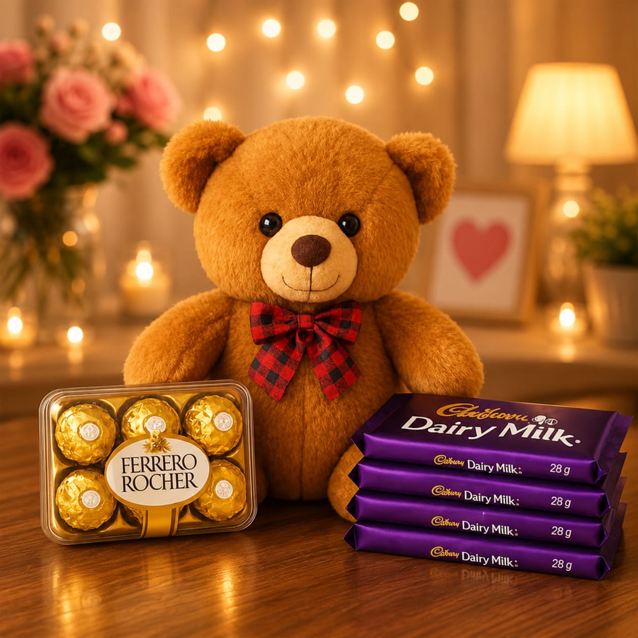 Teddy Bear with 16 Ferrero Rocher & 4 Dairy Milk