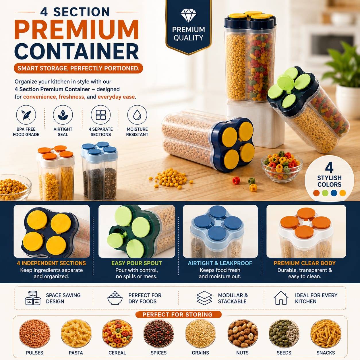 4 Secton Container