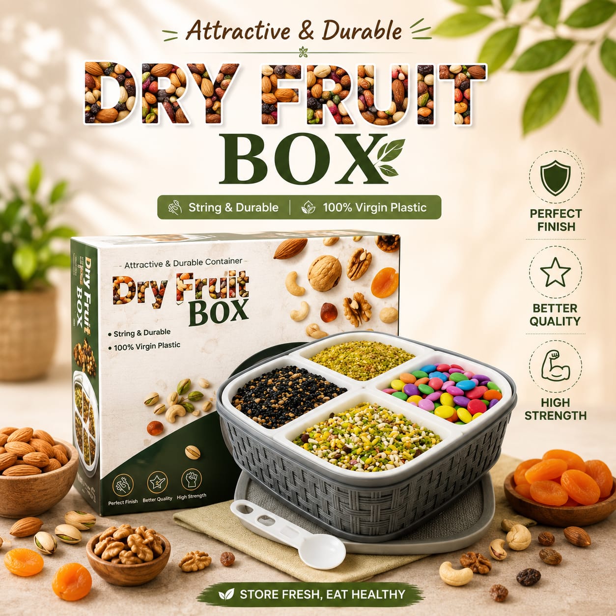 4 Section Dry Fruits & Candy Box