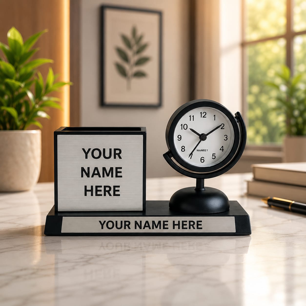 Personalized Clock Pen Stand