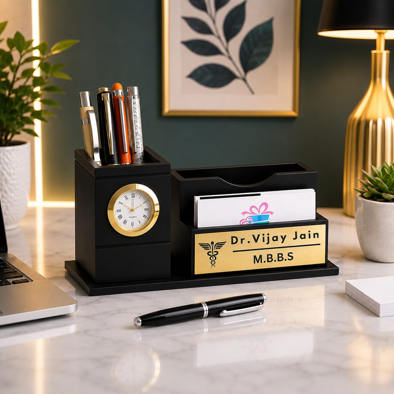 Multifunction Wooden Desk Organizer