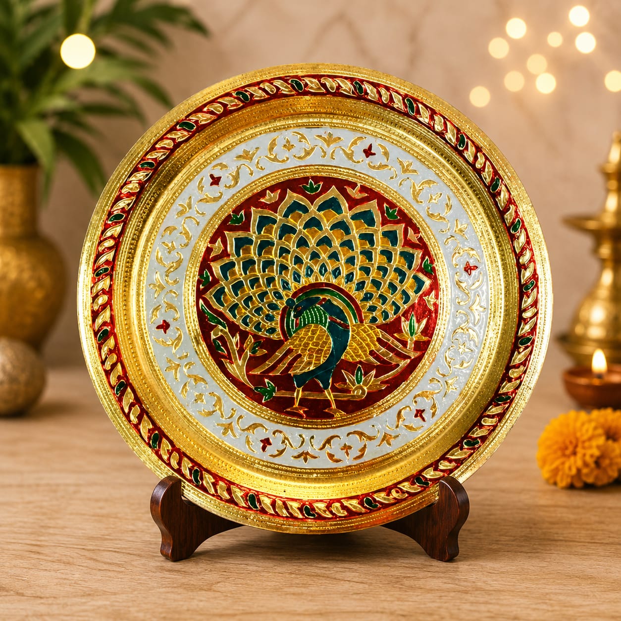 Peacock Decorated Puja Thali