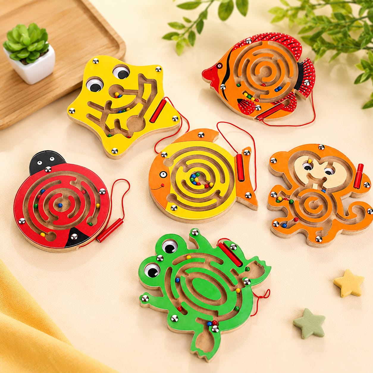 Anumale Wooden Magnetic Maze Game