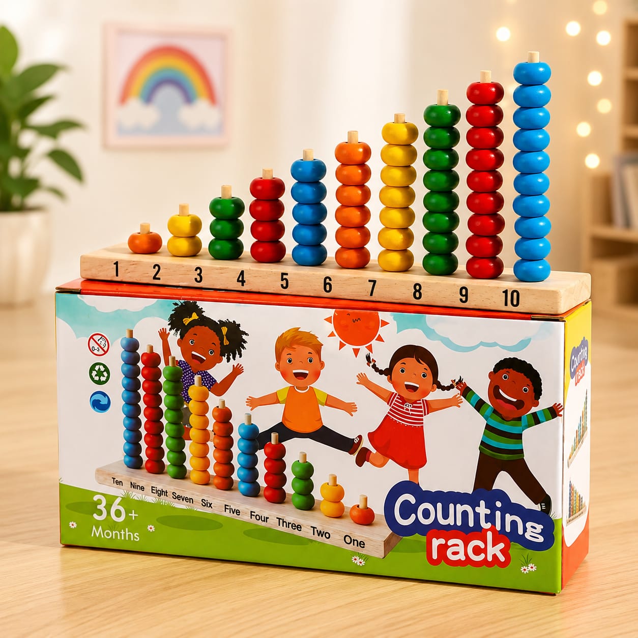 Wooden Montessori Counting Rack