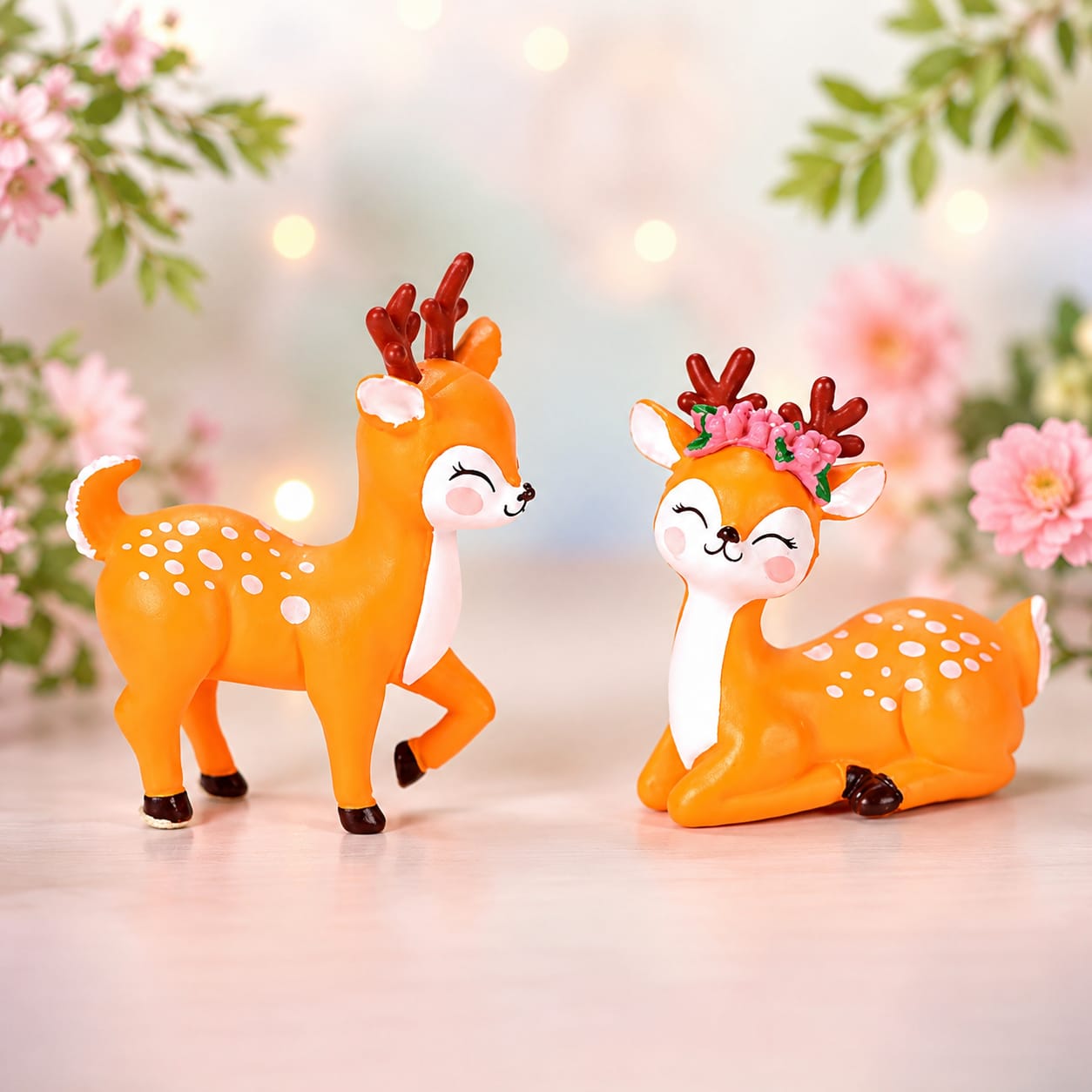 Cute Miniature Deer Figurines Set